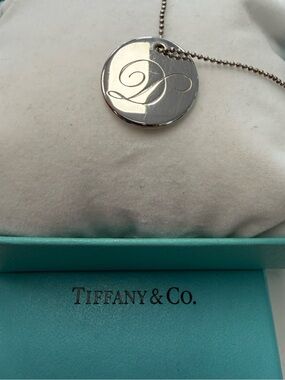 Tiffany & Co. Sterling Silver Initial “D” Disc Pendant Necklace